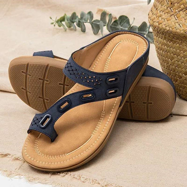 Women PU Leather Sandals Comfy Platform Flat Sole Ladies Shoes Soft