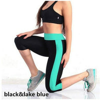 Women Patchwork Leggings High Waist With Pocket Sports Fitness