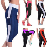 Women Patchwork Leggings High Waist With Pocket Sports Fitness