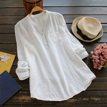 Load image into Gallery viewer, Linen Shirt Summer Long Sleeve Comfy Solid Blouse