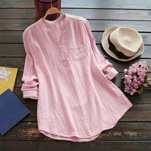 Load image into Gallery viewer, Linen Shirt Summer Long Sleeve Comfy Solid Blouse