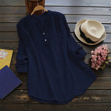 Load image into Gallery viewer, Linen Shirt Summer Long Sleeve Comfy Solid Blouse