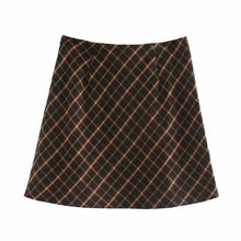 Load image into Gallery viewer, Women Plaid Print Mini Wrap Skirt In Brown|Skirts|