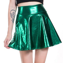 Load image into Gallery viewer, Women Pleated A Line Skater Skirt Summer Shiny Metallic Holographic