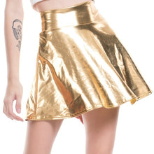 Load image into Gallery viewer, Women Pleated A Line Skater Skirt Summer Shiny Metallic Holographic