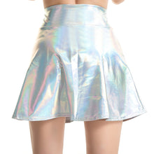Load image into Gallery viewer, Women Pleated A Line Skater Skirt Summer Shiny Metallic Holographic