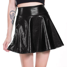 Load image into Gallery viewer, Women Pleated A Line Skater Skirt Summer Shiny Metallic Holographic