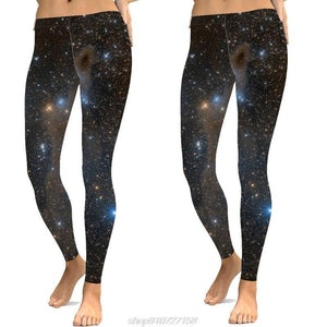 Women Plus Size Starry Sky Digital Print Leggings Mid Waist Ankle - Sophornlilly