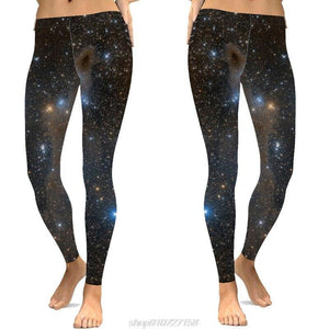 Women Plus Size Starry Sky Digital Print Leggings Mid Waist Ankle - Sophornlilly