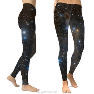 Women Plus Size Starry Sky Digital Print Leggings Mid Waist Ankle - Sophornlilly