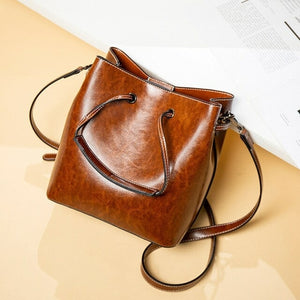 Women Pu Leather Handbags Large Bucket Shoulder Bags Tote Bags