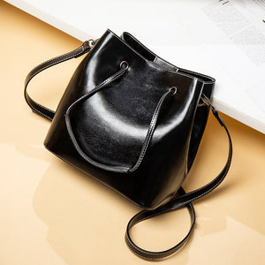 Women Pu Leather Handbags Large Bucket Shoulder Bags Tote Bags