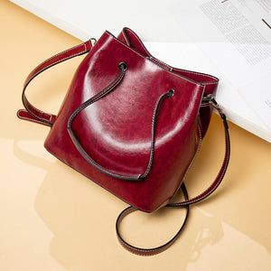 Women Pu Leather Handbags Large Bucket Shoulder Bags Tote Bags