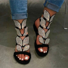 Load image into Gallery viewer, Gladiator Sandals Block Heel Rhinestone