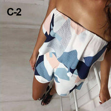 Load image into Gallery viewer, Print Ruffles Strapless Jumpsuits Summer Pleated