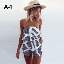 Load image into Gallery viewer, Print Ruffles Strapless Jumpsuits Summer Pleated