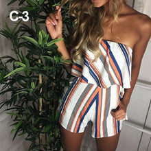 Load image into Gallery viewer, Print Ruffles Strapless Jumpsuits Summer Pleated