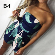 Load image into Gallery viewer, Print Ruffles Strapless Jumpsuits Summer Pleated