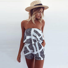 Load image into Gallery viewer, Print Ruffles Strapless Jumpsuits Summer Pleated