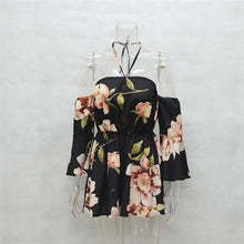 Load image into Gallery viewer, Women Rompers Flower Print Jumpsuit Summer Short Off Shoulder Overalls - Sophornlilly