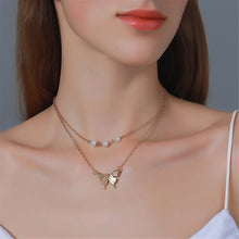 Load image into Gallery viewer, Women Rose Gold Butterfly Pendant Necklace Sweater Chain Lady Gift