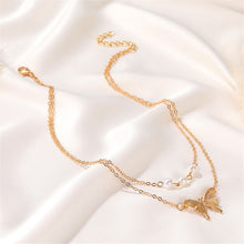 Load image into Gallery viewer, Women Rose Gold Butterfly Pendant Necklace Sweater Chain Lady Gift
