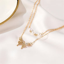 Load image into Gallery viewer, Women Rose Gold Butterfly Pendant Necklace Sweater Chain Lady Gift