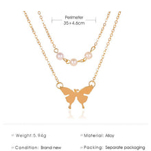 Load image into Gallery viewer, Women Rose Gold Butterfly Pendant Necklace Sweater Chain Lady Gift