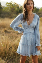 Load image into Gallery viewer, Women Ruffles Deep V Neck Above Knee Chiffon Dress Summer Full Sleeve - Sophornlilly