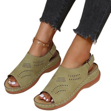 Load image into Gallery viewer, Women Sandals Zipper Platform Wedges Open Toe Solid Color Hollow Out