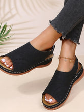 Load image into Gallery viewer, Women Sandals Zipper Platform Wedges Open Toe Solid Color Hollow Out