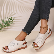 Load image into Gallery viewer, Women Sandals Zipper Platform Wedges Open Toe Solid Color Hollow Out