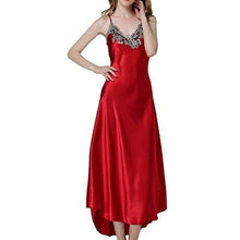 Load image into Gallery viewer, Women Satin Long Nightdress Silk Lace Sexy Lingerie Nightgown