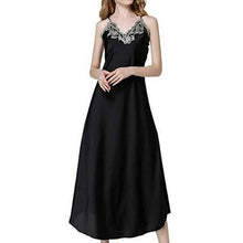 Load image into Gallery viewer, Women Satin Long Nightdress Silk Lace Sexy Lingerie Nightgown