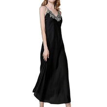 Load image into Gallery viewer, Women Satin Long Nightdress Silk Lace Sexy Lingerie Nightgown