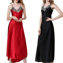 Load image into Gallery viewer, Women Satin Long Nightdress Silk Lace Sexy Lingerie Nightgown