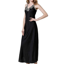 Load image into Gallery viewer, Women Satin Long Nightdress Silk Lace Sexy Lingerie Nightgown
