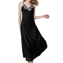 Load image into Gallery viewer, Women Satin Long Nightdress Silk Lace Sexy Lingerie Nightgown