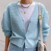 Load image into Gallery viewer, Women Sexy Buttons Knitted Sweater Cardigan Autumn Casual V neck Long - Sophornlilly