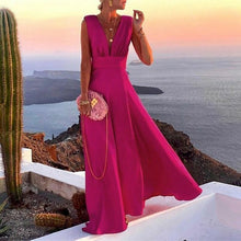 Load image into Gallery viewer, Sexy Deep V Neck Sleeveless Dress Fashion Floral