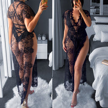 Load image into Gallery viewer, Women Sexy Lingerie Black Lace Dress Robe Sleepwear Ladies Female See