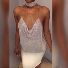 Load image into Gallery viewer, Women Sexy Metal Mesh Crystal Cami Top Fashion Backless Body Chain