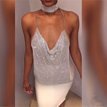 Load image into Gallery viewer, Women Sexy Metal Mesh Crystal Cami Top Fashion Backless Body Chain