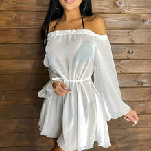 Load image into Gallery viewer, Sexy Summer Mesh See Through Blouse Tunic Solid Color Drawstring