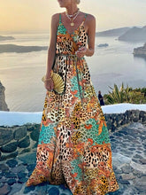Load image into Gallery viewer, Sexy V Neck Spaghetti Strap Dress Printed Sleeveless