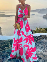 Load image into Gallery viewer, Sexy V Neck Spaghetti Strap Dress Printed Sleeveless