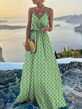 Load image into Gallery viewer, Sexy V Neck Spaghetti Strap Dress Printed Sleeveless