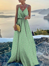 Load image into Gallery viewer, Sexy V Neck Spaghetti Strap Dress Printed Sleeveless
