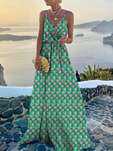 Load image into Gallery viewer, Sexy V Neck Spaghetti Strap Dress Printed Sleeveless