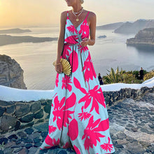Load image into Gallery viewer, Sexy V Neck Spaghetti Strap Dress Printed Sleeveless